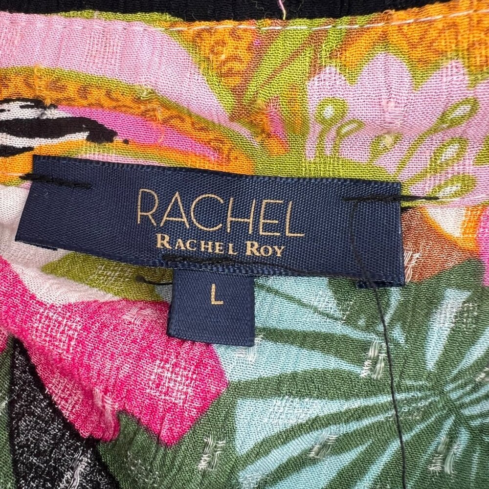 RACHEL Rachel Roy Tropical Tie-Front Blouse in Pink, Green, Yellow - Picture 2 of 5